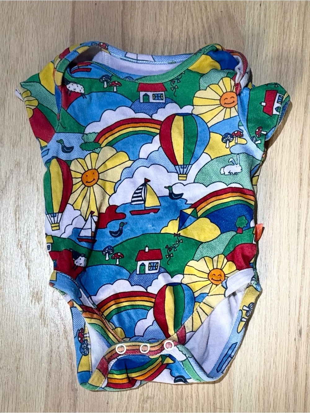 Little Bird Baby Colorful Rainbow & Hot Air Balloon One-Piece Bodysuit 0-3 mths